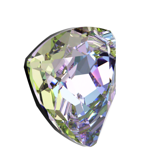 Swarovski 6434 Pendant 14,5mm Crystal Vitrail Light (001VL) - Parlak Leylak Kıvrımlı Üçgen Şekilli Tek Delikli Kolye Ucu