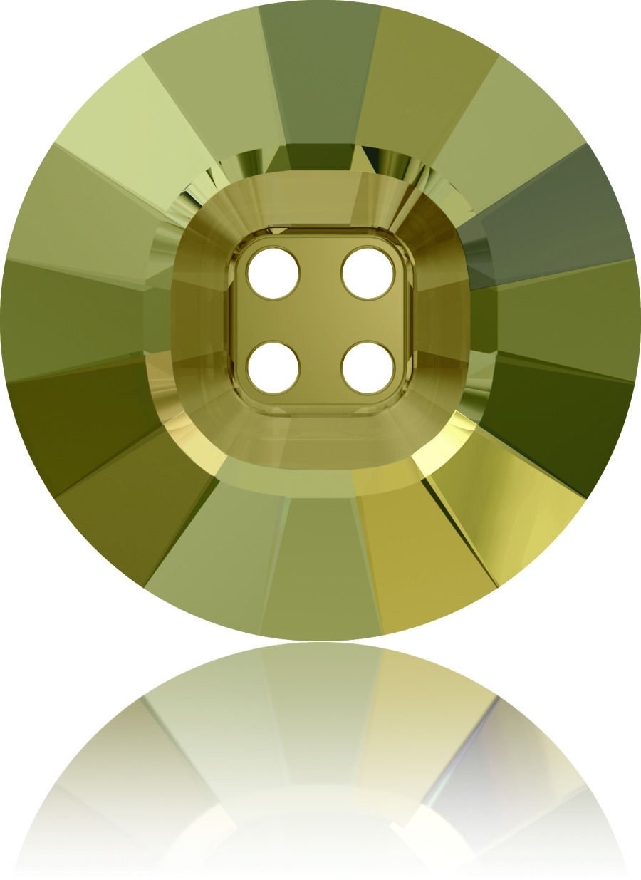 Swarovski 3018 Düğme 14mm Crystal Irdescent Green (001IRIG) Foyasız - Yeşil Renkli Ortadan Dikilebilir Düğme