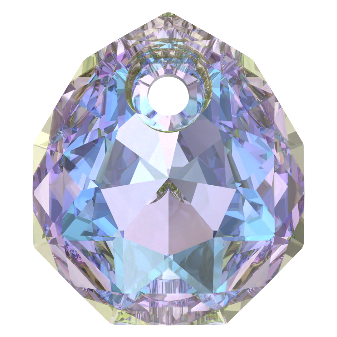 Swarovski 6436 Pendant 16mm Crystal Vitrail Light (001VL) - Parlak Leylak Kıvrımlı Damla Şekilli Tek Delikli Kolye Ucu