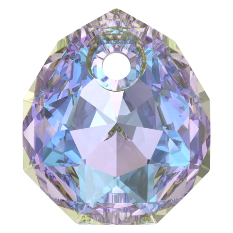 Swarovski 6436 Pendant 16mm Crystal Vitrail Light (001VL) - Parlak Leylak Kıvrımlı Damla Şekilli Tek Delikli Kolye Ucu