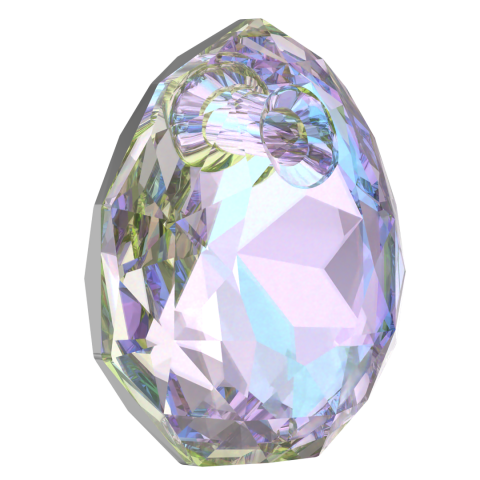 Swarovski 6436 Pendant 16mm Crystal Vitrail Light (001VL) - Parlak Leylak Kıvrımlı Damla Şekilli Tek Delikli Kolye Ucu