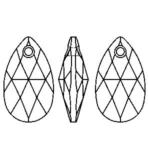 6106 22mm Crystal AB (001AB) - Damla Şekilli Tek Delikli Janjan Kolye Ucu