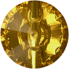 Swarovski 3015 Düğme 12mm Golden Topaz (1003) Foyalı - Yuvarlak Sarı Kristal Düğme