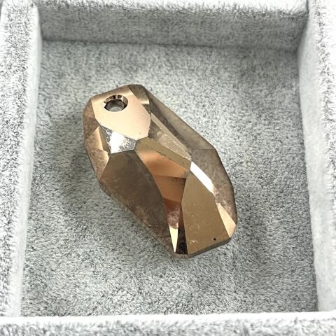 Swarovski 6673 Meteor 28mm Crystal Rose Gold 2X (ROGL2) - Sarkıt Şekilli Tek Delikli Pembe Altın Renkli Kolye Ucu