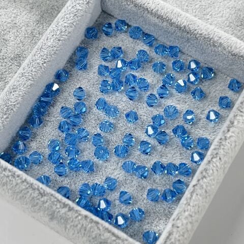 Celestial 4mm Bicone Piramit Boncuk Aquamarine (202) - Soluk Mavi Yeşili Renkli Boncuk
