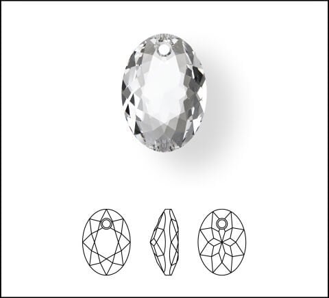 Swarovski 6438 Pendant 16mm Crystal Vitrail Light (001VL) P - Parlak Leylak Oval Şekilli Tek Delikli Kolye Ucu