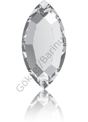 2200 8x4mm Crystal (001) Foyalı - Mekik Şekilli Beyaz Altı Düz Kristal Taş