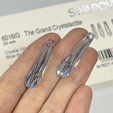 Swarovski 6016/G Sarkıt 30mm Crystal Blue Shade (001BLSH) - Çok Kesimli Parlak Açık Mavi Kolye Ucu