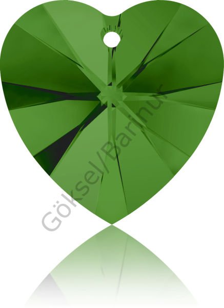 6228 14mm Fern Green (291) - Green Crystal Heart Pendant