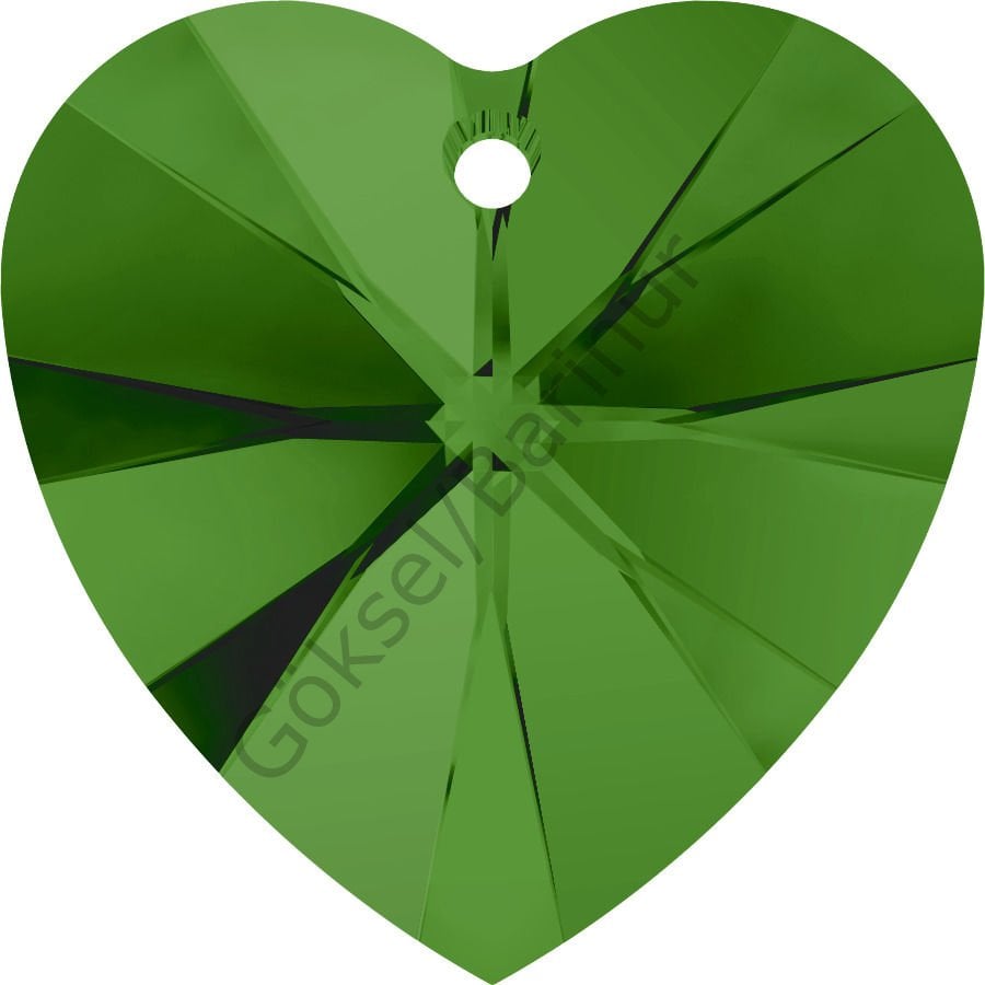 6228 14mm Fern Green (291) - Green Crystal Heart Pendant