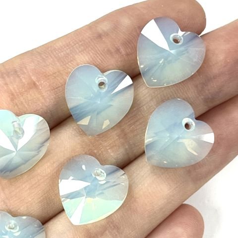 6228 14mm Chrysolite Opal (294) - Opal Açık Yeşil Kalp Kolye Ucu