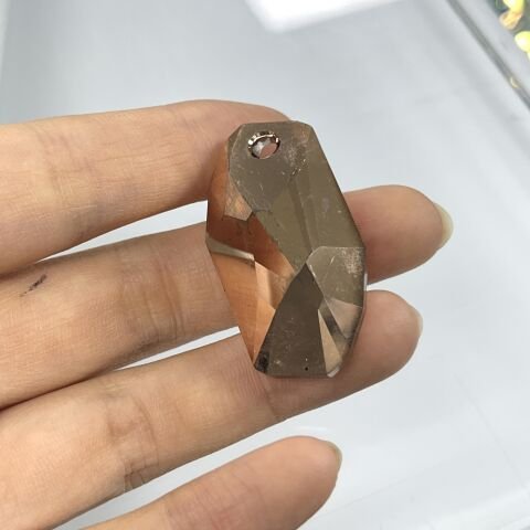 Swarovski 6673 Meteor 38mm Crystal Rose Gold 2X (ROGL2) - Sarkıt Şekilli Tek Delikli Pembe Altın Renkli Kolye Ucu