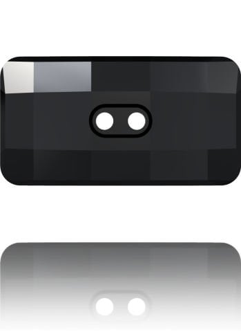 Swarovski 3093 Düğme 30x16mm Jet (280) Foyasız - Siyah Dikdörtgen Şekilli İki Delikli Kristal Düğme