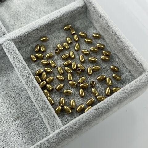 Oval Pirinç Metal Boncuk 3,5mm x 5 mm - Ham