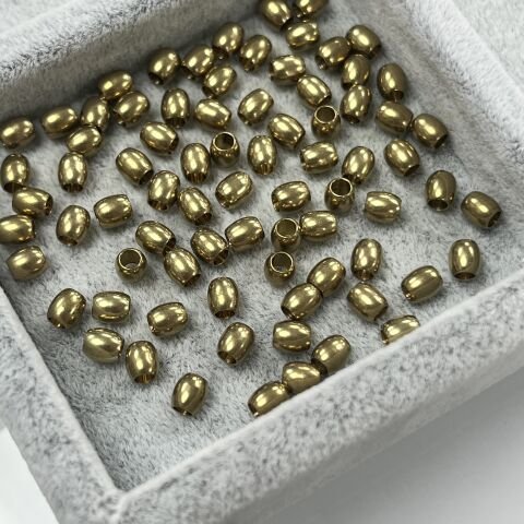 Silindir Pirinç Metal Boncuk 4mm x 4,5mm - Ham