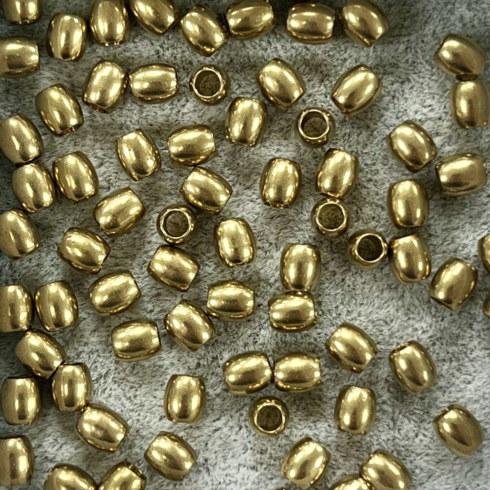 Silindir Pirinç Metal Boncuk 4mm x 4,5mm - Ham