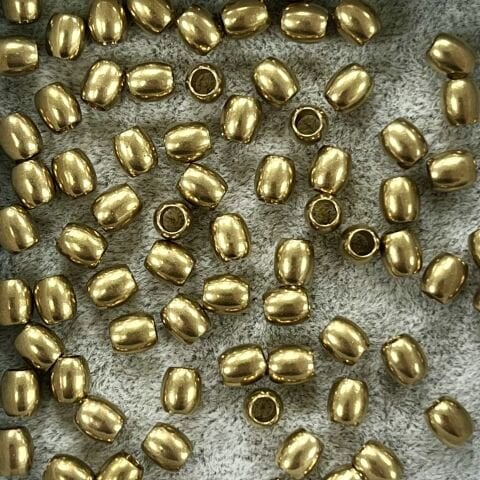 Silindir Pirinç Metal Boncuk 4mm x 4,5mm - Ham