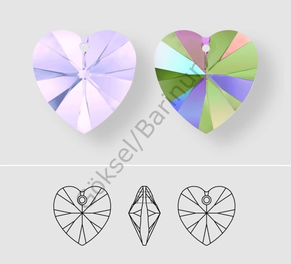 6228 14mm Smoky Mauve (265) - Leylak Kalp Kolye Ucu