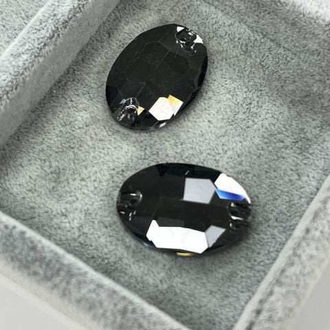 Oval Şekilli 24x17mm Dikilebilir Crystal Silver Night Cam Taş - Füme Dikme Taş