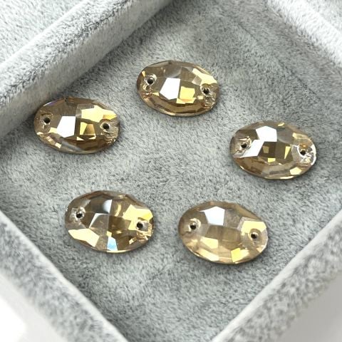Oval Şekilli 16x11mm Dikilebilir Crystal Golden Shadow Cam Taş - Şampanya Dikme Taş