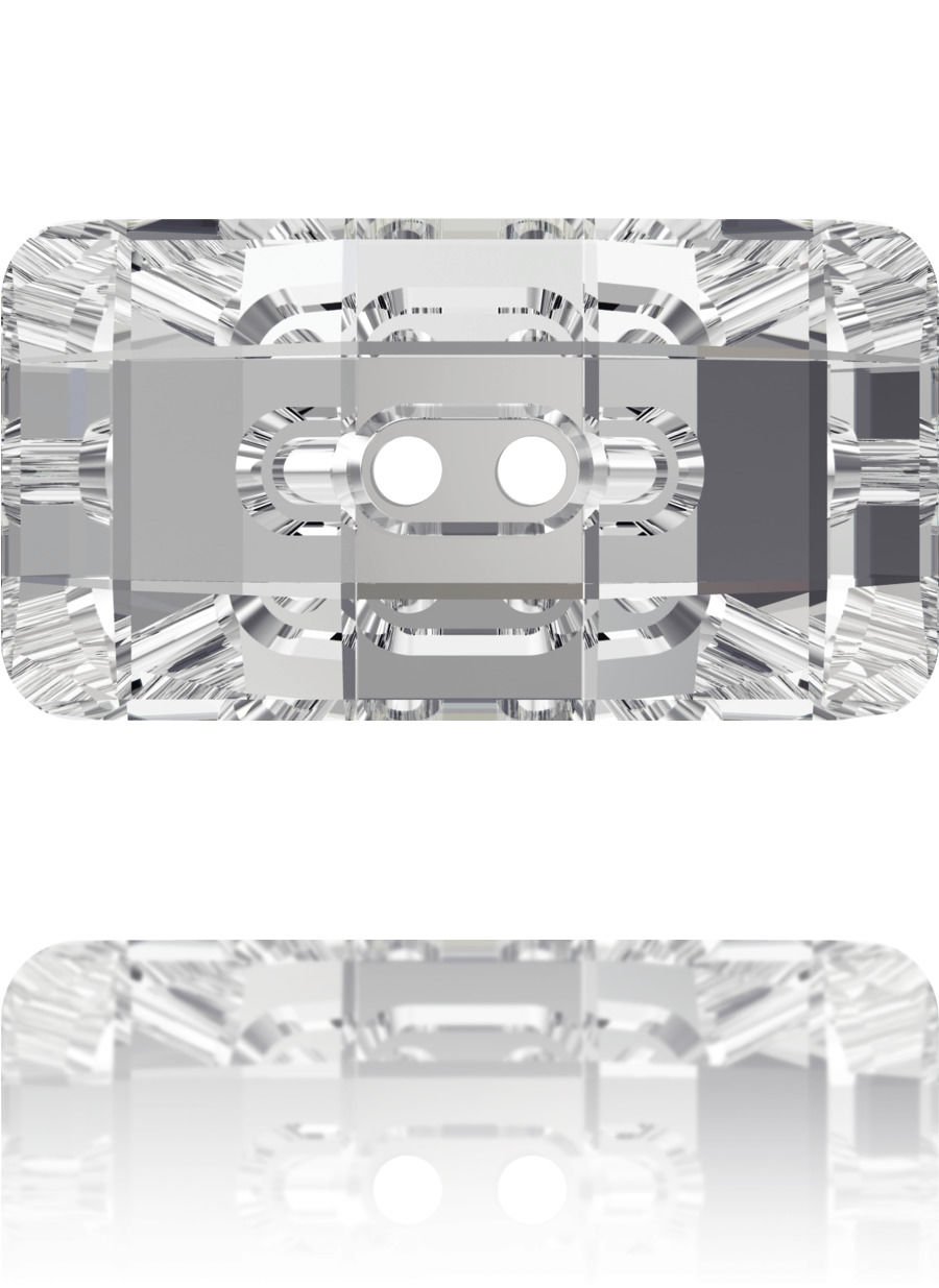 Swarovski 3093 Düğme 21x11mm Crystal (001) F - Beyaz Dikdörtgen Şekli İki Delikli Kristal Düğme