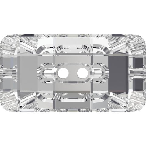 Swarovski 3093 Düğme 21x11mm Crystal (001) F - Beyaz Dikdörtgen Şekli İki Delikli Kristal Düğme