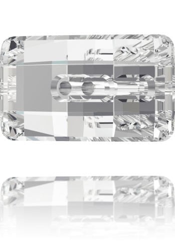 Swarovski 3093 Düğme 21x11mm Crystal (001) F - Beyaz Dikdörtgen Şekli İki Delikli Kristal Düğme