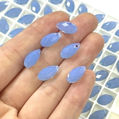 Swarovski 6010 Damla 13mm Air Blue Opal (285) - Opal Mavi Kolye Ucu