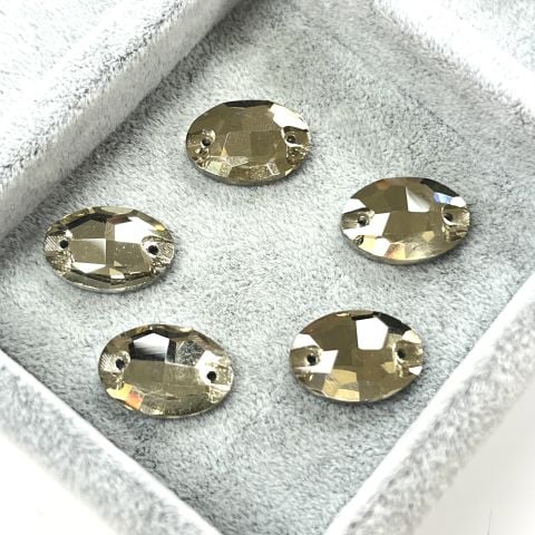 Oval Şekilli 16x11mm Dikilebilir Light Colorado Topaz Cam Taş - Açık Kahverengi Dikme Taş