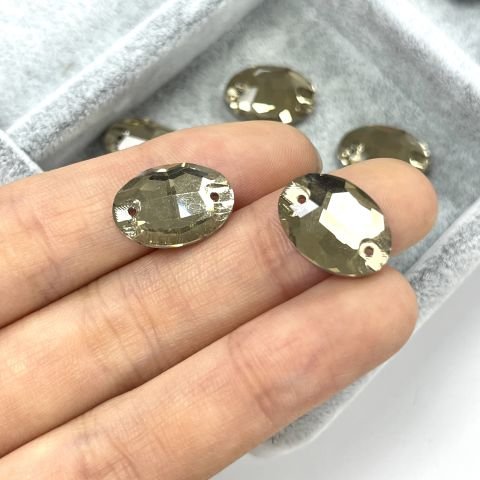 Oval Şekilli 16x11mm Dikilebilir Light Colorado Topaz Cam Taş - Açık Kahverengi Dikme Taş