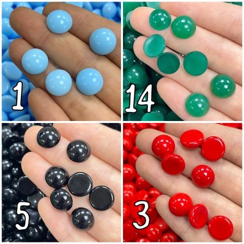 Kapşon Taş 12mm Yuvarlak - 500 ve 100 Adet - Renk Seçenekleri Mevcuttur