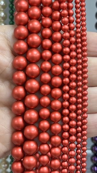 Swarovski 5810 İnci 8mm Crystal Iridescent Rouge Pearl (001 2027) - Parlak Kırmızı İnci Boncuk