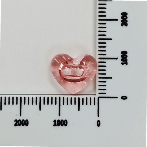 Swarovski 3023 Düğme 12mm Rose Peach (262) - Kalp Şeffaf Pembe Ortadan Dikilebilir Düğme