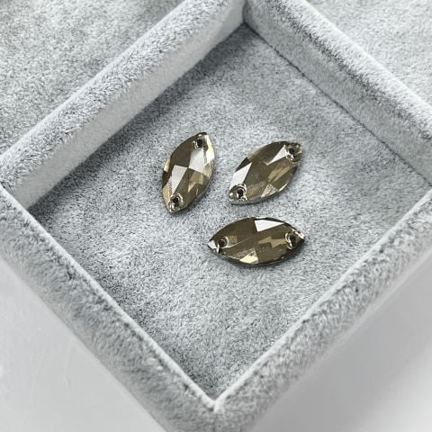 Mekik Şekilli 18x9mm Dikilebilir Champagne Cam Taş - Şampanya Dikme Taş