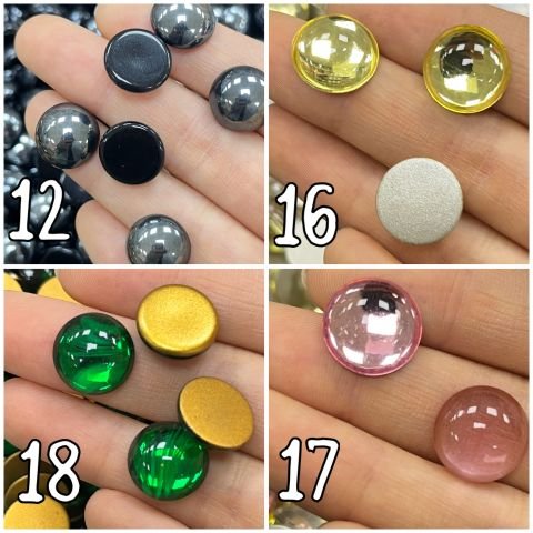 Kapşon Taş 14mm Yuvarlak - 10 veya 50 Adet - Renk Seçenekleri Mevcuttur