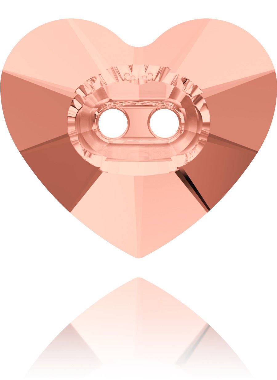 Swarovski 3023 Düğme 14mm Rose Peach (262) - Kalp Şeffaf Pembe Ortadan Dikilebilir Düğme