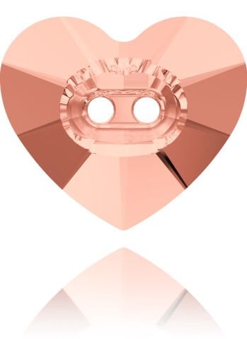 Swarovski 3023 Düğme 14mm Rose Peach (262) - Kalp Şeffaf Pembe Ortadan Dikilebilir Düğme