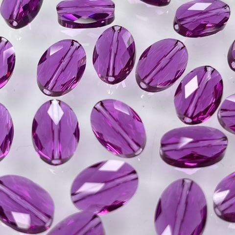 Swarovski 5050 Oval Boncuk 14x10mm Fuchsia (502) - Koyu Pembe Renkli Boncuk