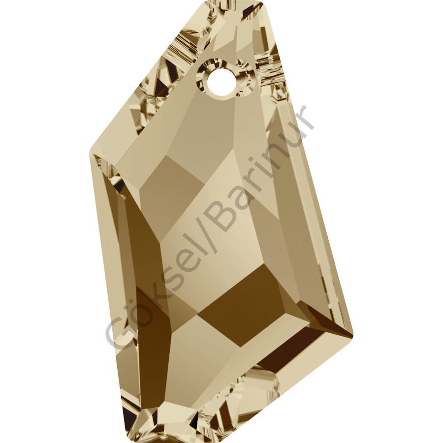 Swarovski 6670 Pendant 24mm Crystal Golden Shadow (001GSHA) - Altın Renk De-Art Kolye Ucu