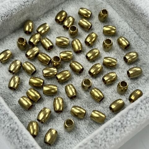 Oval Pirinç Metal Boncuk 5mm x 6 mm - Ham