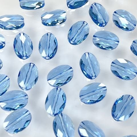 Swarovski 5050 Oval Boncuk 14x10mm Aquamarine (202) - Mavi Renkli Boncuk