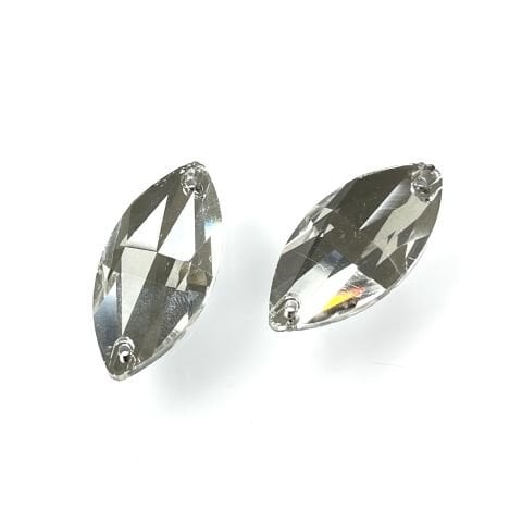 Mekik Şekilli 32x15mm Dikilebilir Crystal Cam Taş - Beyaz Dikme Taş