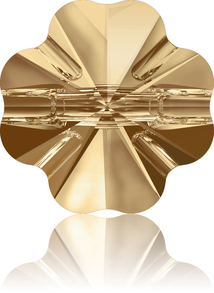 Swarovski 3011 Düğme 10mm Crystal Golden Shadow (001GSHA) - Yonca Şekilli Şeffaf Altın Renkli Düğme