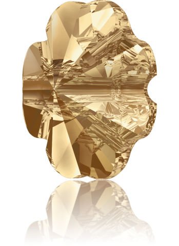 Swarovski 3011 Düğme 10mm Crystal Golden Shadow (001GSHA) - Yonca Şekilli Şeffaf Altın Renkli Düğme