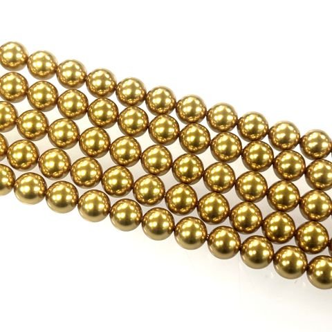 Swarovski 5810 İnci 8mm Crystal Royal Gold Pearl (001 2034) - Doygun Altın Renkte Kristal İnci Boncuk