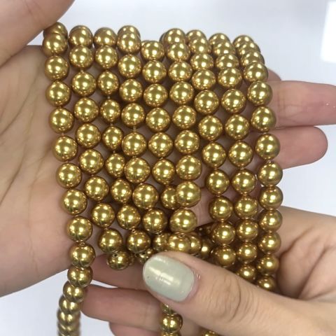 Swarovski 5810 İnci 8mm Crystal Royal Gold Pearl (001 2034) - Doygun Altın Renkte Kristal İnci Boncuk