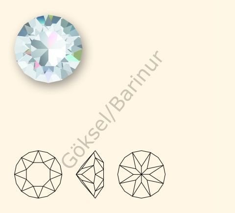 1088 SS34 Crystal (001) Foyalı - Altı Sivri Kristal Taş