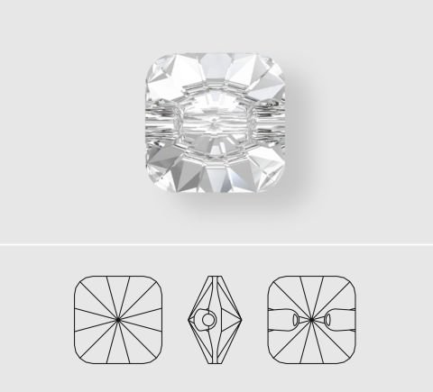 Swarovski 3009 Düğme 14mm Crystal AB (001AB) Foyalı - Kare Janjan Alttan Dikilebilir Düğme
