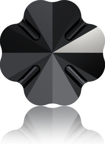 Swarovski 3011 Düğme 10mm Jet (280) Foyasız - Yonca Şekilli Siyah Renkli Düğme