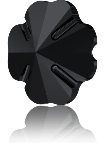 Swarovski 3011 Düğme 10mm Jet (280) Foyasız - Yonca Şekilli Siyah Renkli Düğme